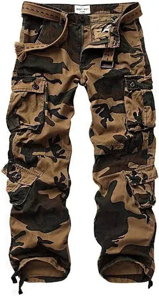 Men's BDU Casual Military Pants, Tactical Wild Army Combat ACU Rip Stop Camo Cargo Work Pants Trousers with 8 Pockets Yuxoop