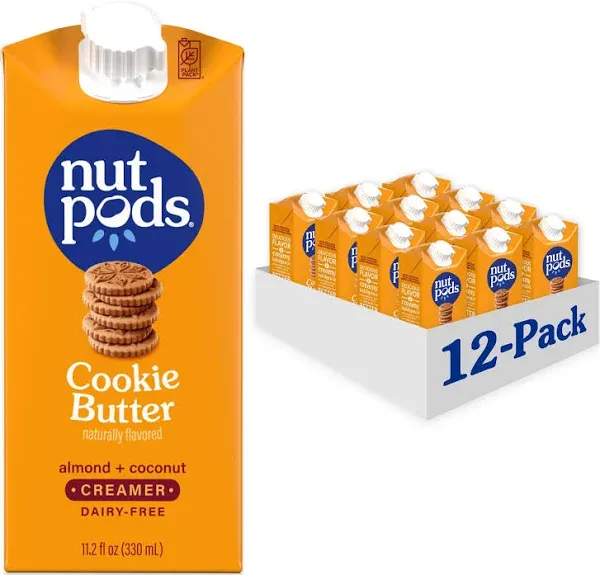 nutpods Cookie Butter Non Dairy Coffee Creamer, Sweetened with Organic Cane Sugar, Made from Almonds and Coconuts, Gluten Free, Non-GMO, Vegan, Kosher, Plant Based (3-Pack)