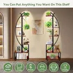 2 Pcs Plant Holder Stand Indoor with Grow Lights, 6 Tiered Tall Plant Shelf, 63&#034;