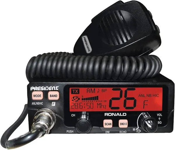 President Electronics 10/12 Meter Ham Radio with 7 Color Display RONALD