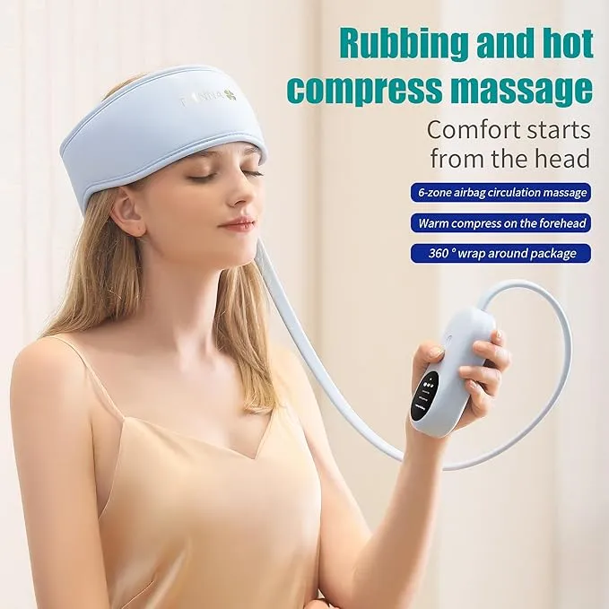 Head Massager,Scalp Massager,Relief Headaches,Fatigue,Stress,Sleep aid,Hangover with Airbag Kneading,Constant Temperature Hot Compress for Head