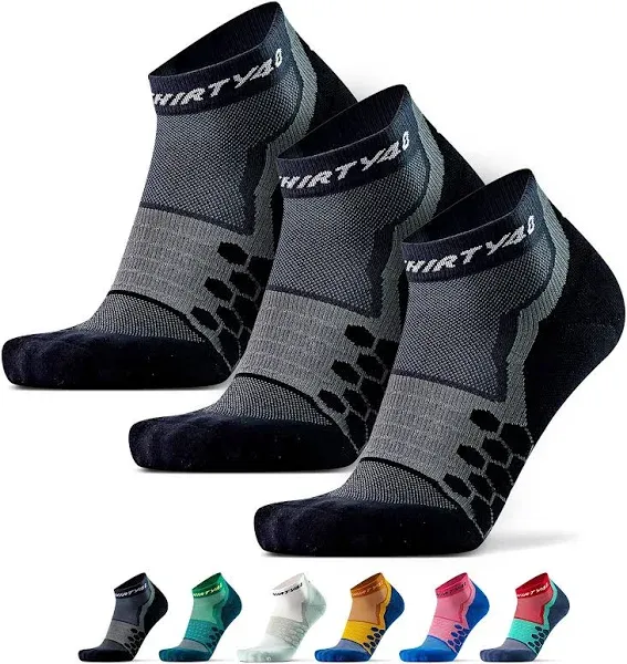 Thirty48 Performance Compression Low Cut Running Socks for Men and Women | More Compression Where Needed