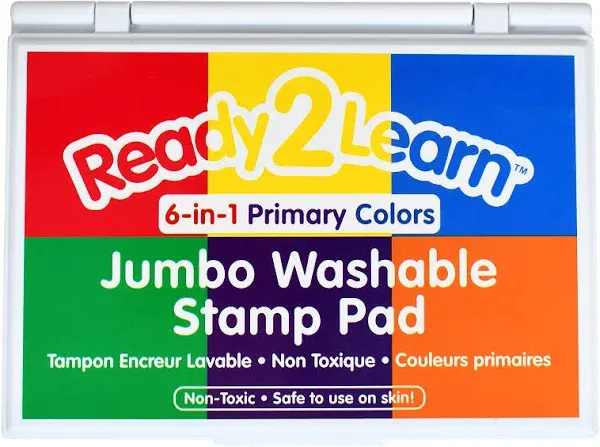 READY 2 LEARN Jumbo Washable Stamp Pad - 6 -in-1 - Non-Toxic - Fade Resistant - Perfect for Scrapbooks, Posters and Cards