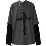 Fake Two-Piece Goth Long Sleeve Shirt