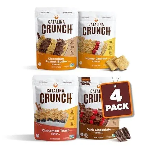 Catalina Crunch Protein Cereal Variety Pack (4 Flavors) | Low Carb, Zero Sugar, Gluten Free, Fiber | Vegan Snacks/Food | Keto Friendly