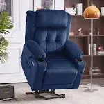 MCombo Small Lay Flat Dual Motor Power Lift Recliner Chair, Fabric 7660