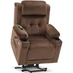 MCombo Medium Lay Flat Dual Motor Power Lift Recliner Chair, Fabric 7661