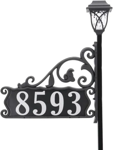 Address America USA Handcrafted Double-Sided Reflective Boardwalk Address Sign with Solar Light