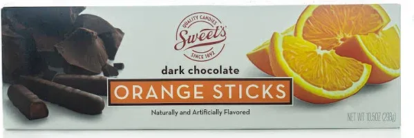 Sweet Candy Dark Chocolate Orange Sticks - Chocolate Covered Candy - Orange Flavor With Dark Chocolate Coating - Old Fashioned Sweet Treat - One (1) 10.5oz Box