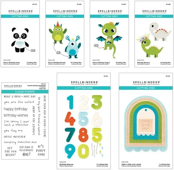 Spellbinders Monster Birthday Die and Clear Stamp Bundle