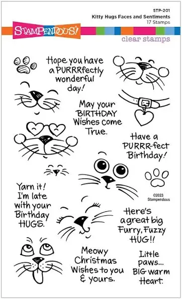 Spellbinders Kitty Hugs Faces and Sentiments Clear Stamp Set