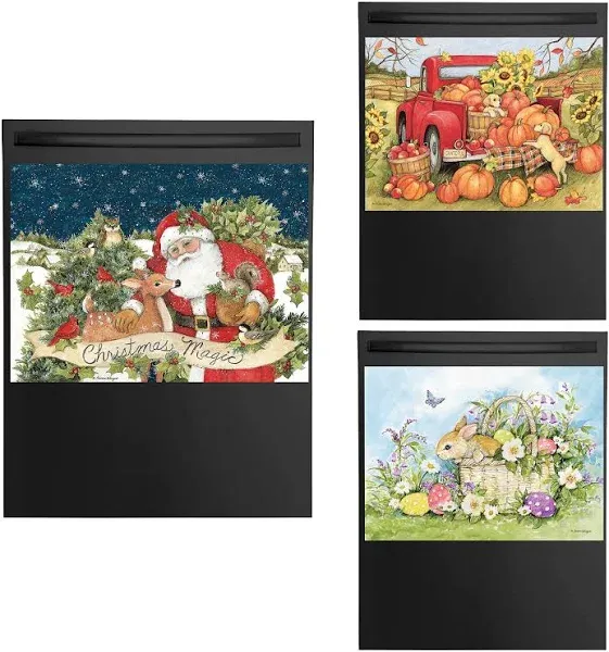 Collections Etc 3-Piece Seasonal Decorative Kitchen Dishwasher Magnet Set