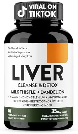 Liver Cleanse &amp; Detox - Support Liver Health &amp; Function, Natural Formula 60 Caps