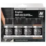 Set of 4 modeling paints Engine Metal Color Vallejo 32ml