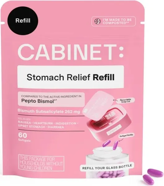 Cabinet Health Stomach Relief Refill Compostable Gusset Pouch