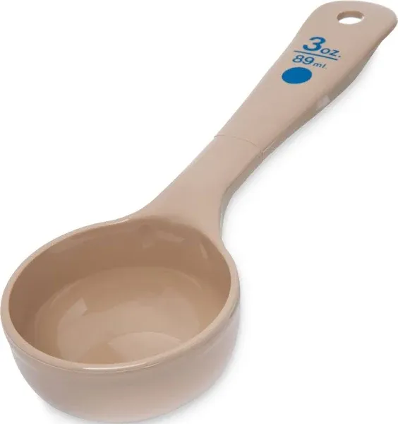 Carlisle FoodService Products Measure Miser Plastic Measuring Spoon with Short Handle, 3 Ounces, Beige