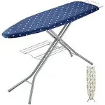 Bentism Ironing Board 55 inchx15 inch with Bottom Storage Tray, 4 Layers Iron Board 10 Adjustable Heights with Heat Resistant Cover and 100% Cotton