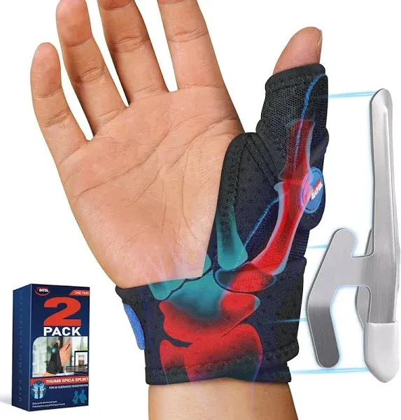 FEATOL 2 Pack Thumb Brace for De Quervains Tenosynovitis, Thumb Spica Splint for CMC Joint Support, Arthritis, Trigger Finger, Sprains, Left & Right, Medium