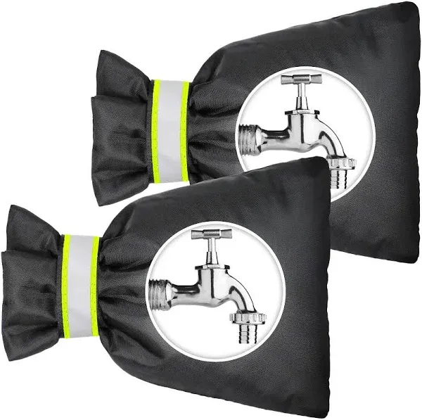 2Pack Outdoor Faucet Covers for Winter,8.3" H x 6.7" W Hose Bib Covers for Winter Freeze Protection, Outside Spigot Covers Winter Insulated Waterproof, Water Pipe Protector Covers (Black-2Pack)