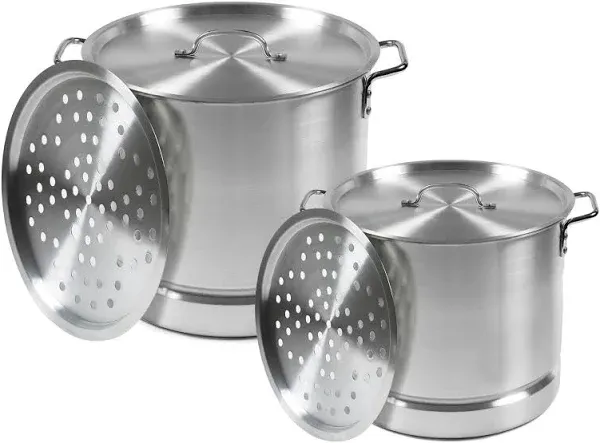 IMUSA Aluminum Steamer Dual Piece Set, 28Qt and 10Qt, Silver