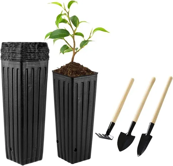 20 Pcs 9.8 Inch Plastic Deep Nursery Pots Tall Tree Deep Seedling Pots