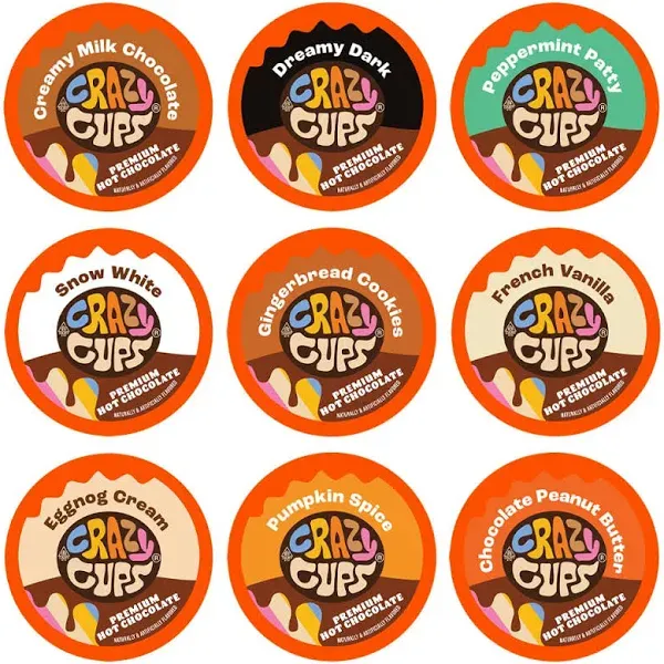 Crazy Cups Seasonal Premium Hot Chocolate K Cups Variety Pack Samplers