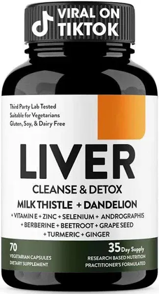 Liver Support, Renew Cleanse, Detox &amp; Repair Formula 11 Ingredient 70 Capsules