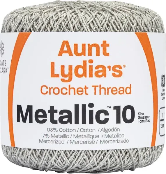 Aunt Lydia&#039;s Metallic Crochet Thread Size 10 Silver Silver 4 Spools