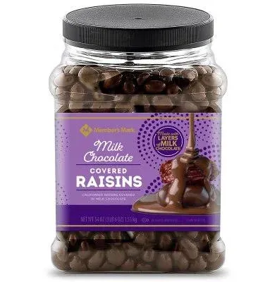 Member&#039;s Mark Milk Chocolate Covered Raisins, 54 oz.