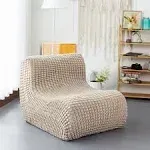 N&amp;V Single Foam Sofa, Armless Floor Sofa, High Density Foam Bean Bag, Champagne