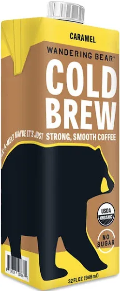 Organic Caramel Cold Brew Coffee, 32 fl oz, 1 pack - Extra Strong, Smooth