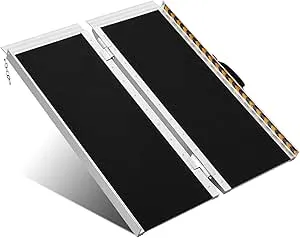 Portable Wheelchair Ramp Non-Slip Aluminum Folding Handicap Ramp Up To 800Lbs