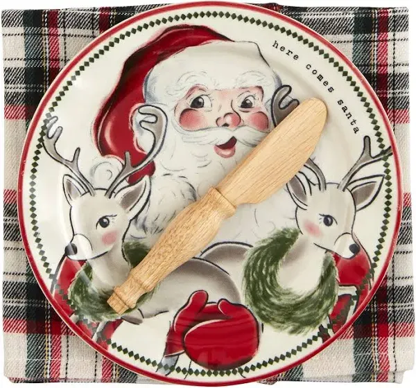 Mud Pie Vintage Santa Appetizer Set