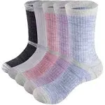 YUEDGE Women's Moisture Wicking Cotton Cushion Crew Socks 5Pairs/Pack Sports Outdoor Athletic Hiking Socks (Large)