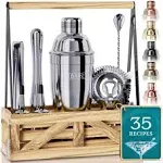 Bare Barrel Caddy Cocktail Bartender Kit - Silver