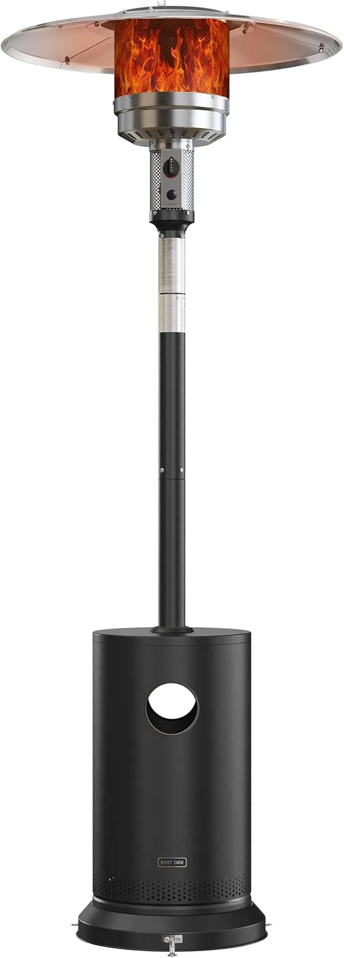 EAST OAK 48,000 BTU Patio Heater for Outdoor Use with Round Table Design, Double-Layer Stainless Steel Burner, Wheels, Triple Protection System, Outdoor Heater for Home and Residential, Black