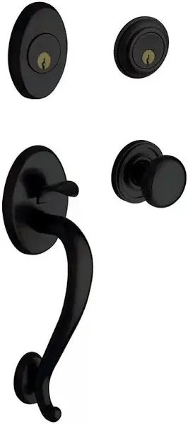 Baldwin 85315.ENTR Logan Single Cylinder Handleset with Classic Interior Knob, Satin Black