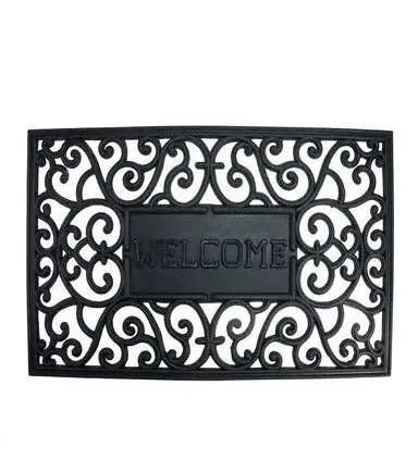 Northlight Black Scroll Welcome Door Mat