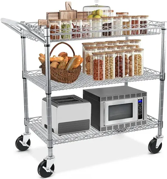 YNN 990lbs Capacity 3 Tier Heavy Duty NSF Rolling Utility Cart