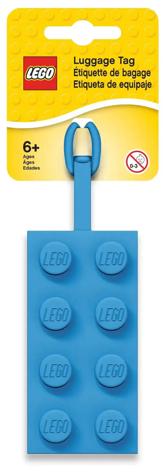 LEGO Luggage Tag - Blue Silicone LEGO Brick Design - 2" x 4"