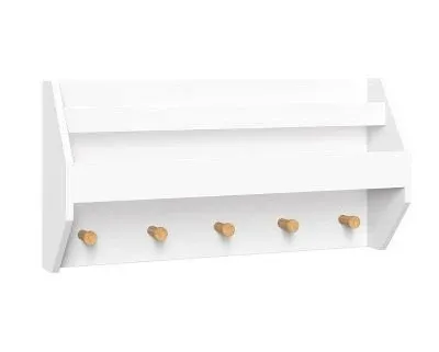 RiverRidge Kids Catch-All Wall Shelf with Bookrack and Hooks, White