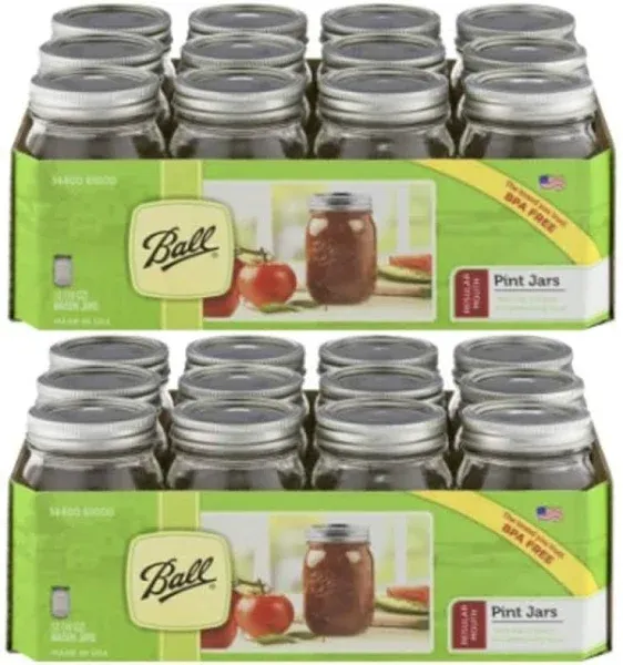 24 Jars with Lid - Regular Mouth - 16 oz by Jarden (24 Pack)