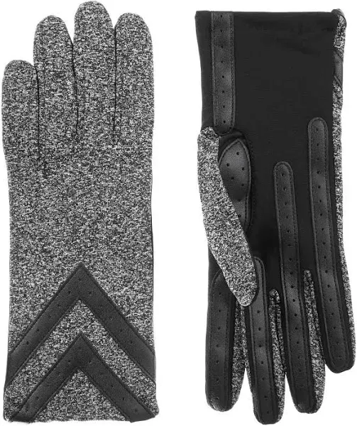 isotoner womens Spandex Touchscreen Cold Weather Gloves With Warm Fleece Lining and Chevron Details