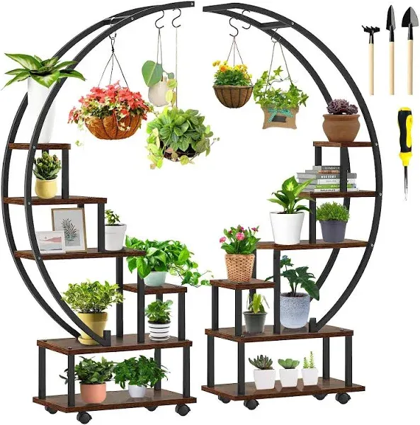 2 Pcs 6 Tier Tall Metal Plant Stand