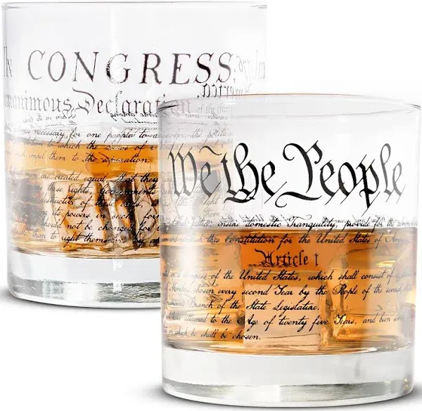 Well Told Constitution and Declaration Rocks Glass Pair