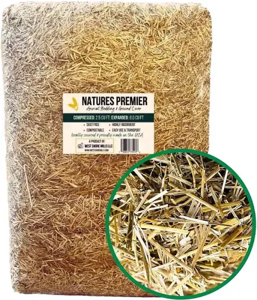 Natures Premier - 100% Dust-Free Chopped Wheat Straw for Animal Bedding, Decorations, Gardens, Farms, and Pets - Biodegradable Small Hay Straw (Paja) Bales for Chickens, Dog, Feral Cat, Goat, Rabbits