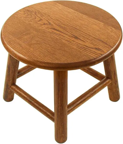 CONSDAN Kids Stool, Milking Stool, USA Grown Oak, Plant Stand, Handcrafted Solid Wood Stool, 9" Low Stool, Round Step Stool, Wooden Stool for Kids, Small Short Stool, Shoe Changing Stool(Chocolate)