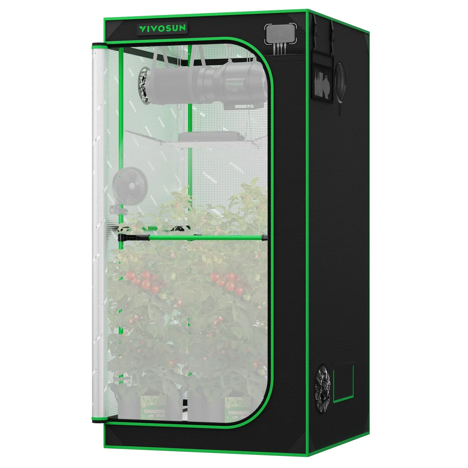 VIVOSUN P336 36"×36"×72" PRO Grow Tent, with Thick 1 inch Poles, Strengthened High Reflective Mylar Oxford Fabric, Extra Hanging Bars & High CFM Kit for Hydroponics Indoor Plant for AeroLight A200SE