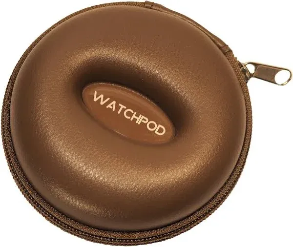 WATCHPOD Travel Watch Case, Single Watch Box w/Zipper for Storage, Cushioned Round and Portable, Fits all Wristwatches and Smart Watches up to 50mm