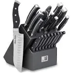 Master Maison 19-Piece Kitchen Knife Set with Wooden Block and Knife Sharpener - Stainless Steel Cutlery (Black)